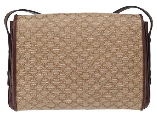 Céline Borsa a Spalla in Tela Macadam CELINE PVC Beige Oro Auth 153901 D'oro - vista 2