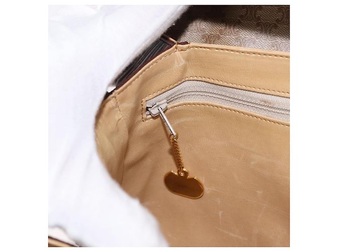 Céline Borsa a Spalla in Tela Macadam CELINE PVC Beige Oro Auth 153901 D'oro - vista 20