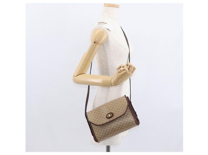 Céline Borsa a Spalla in Tela Macadam CELINE PVC Beige Oro Auth 153901 D'oro - vista 23