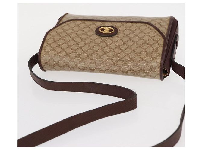 Céline Borsa a Spalla in Tela Macadam CELINE PVC Beige Oro Auth 153901 D'oro - vista 6