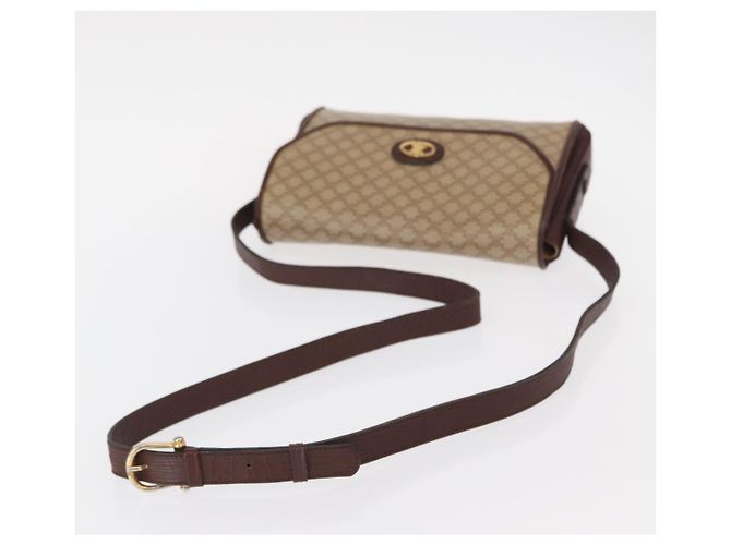 Céline Borsa a Spalla in Tela Macadam CELINE PVC Beige Oro Auth 153901 D'oro - vista 7