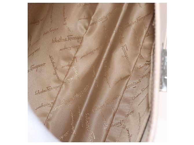 Sac à bandoulière Gancini en cuir rose argenté Salvatore Ferragamo Auth ka356 - vista 10