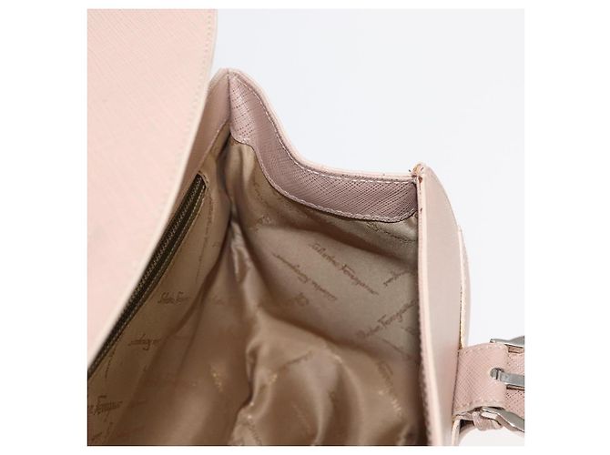 Sac à bandoulière Gancini en cuir rose argenté Salvatore Ferragamo Auth ka356 - vista 20
