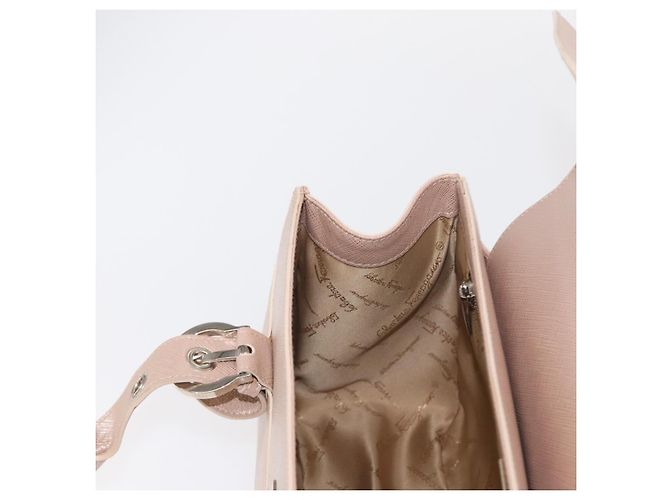 Sac à bandoulière Gancini en cuir rose argenté Salvatore Ferragamo Auth ka356 - vista 21
