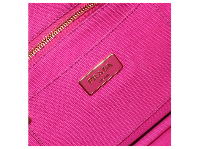 PRADA Canapa MM Borsa a Mano in Tela Rosa Oro Auth yk19772 D'oro - vista 10