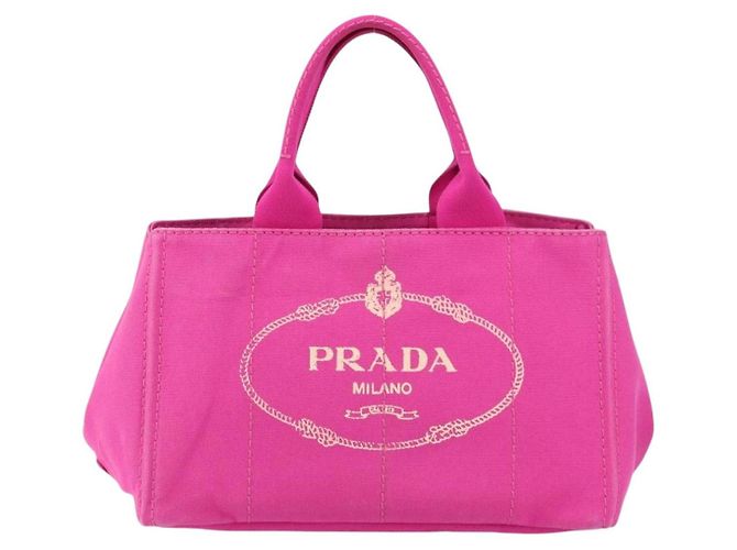PRADA Canapa MM Borsa a Mano in Tela Rosa Oro Auth yk19772 D'oro - vista 13