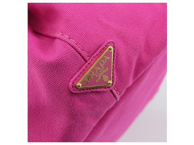 PRADA Canapa MM Borsa a Mano in Tela Rosa Oro Auth yk19772 D'oro - vista 17