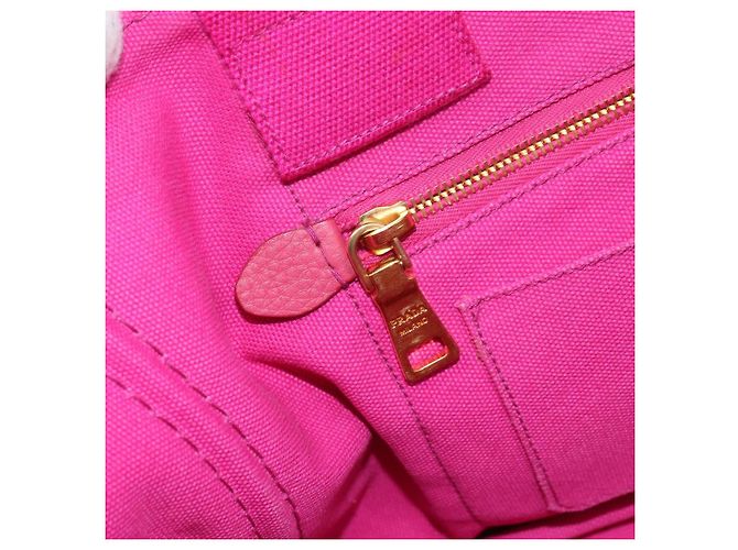 PRADA Canapa MM Borsa a Mano in Tela Rosa Oro Auth yk19772 D'oro - vista 20