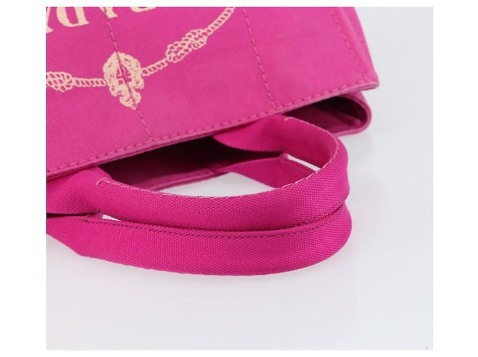 PRADA Canapa MM Borsa a Mano in Tela Rosa Oro Auth yk19772 D'oro - vista 7