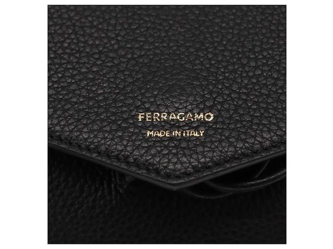 Zaino Gancini in pelle nera e oro Salvatore Ferragamo Auth 154075SM Nero D'oro - vista 23
