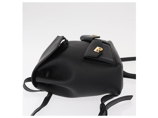 Zaino Gancini in pelle nera e oro Salvatore Ferragamo Auth 154075SM Nero D'oro - vista 4