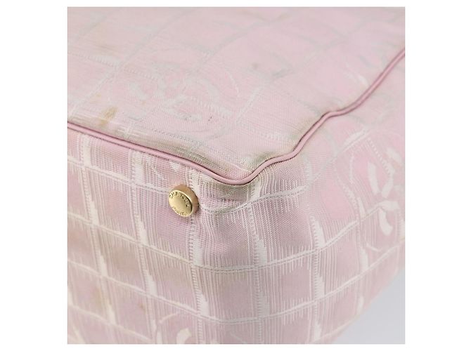 CHANEL Nuova Borsa Tote da Viaggio Nylon Rosa Oro CC Auth mr1511 D'oro - vista 12
