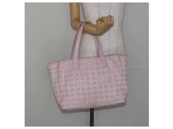 CHANEL Nuova Borsa Tote da Viaggio Nylon Rosa Oro CC Auth mr1511 D'oro - vista 21