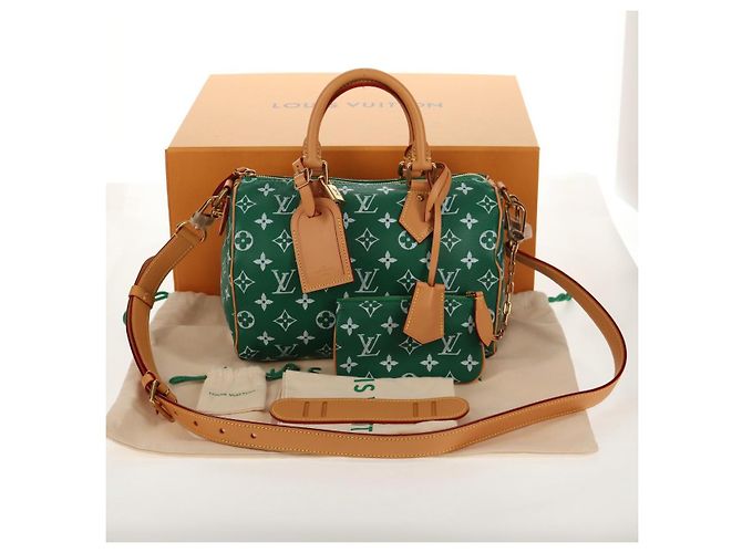 LOUIS VUITTON Borsa a Tracolla Monogram Speedy P9 25 Verde M24423 LV Auth 139047SM Monogramma - vista 12