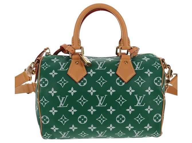 LOUIS VUITTON Borsa a Tracolla Monogram Speedy P9 25 Verde M24423 LV Auth 139047SM Monogramma - vista 13