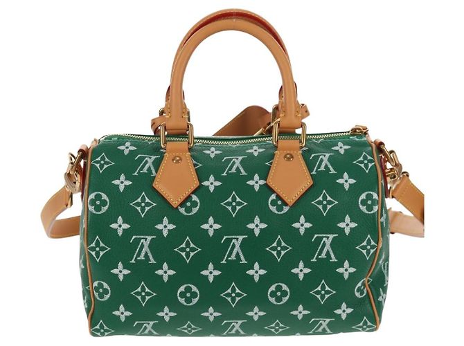 LOUIS VUITTON Borsa a Tracolla Monogram Speedy P9 25 Verde M24423 LV Auth 139047SM Monogramma - vista 2