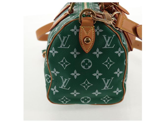 LOUIS VUITTON Borsa a Tracolla Monogram Speedy P9 25 Verde M24423 LV Auth 139047SM Monogramma - vista 4