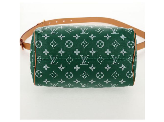 LOUIS VUITTON Borsa a Tracolla Monogram Speedy P9 25 Verde M24423 LV Auth 139047SM Monogramma - vista 5