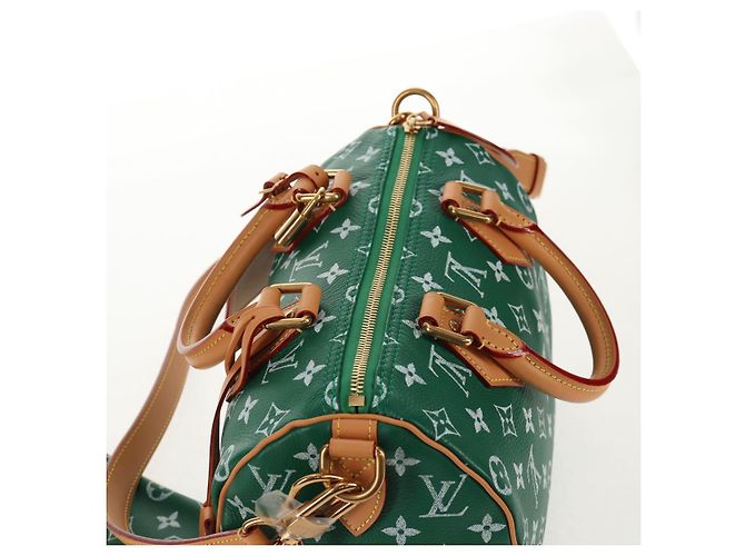 LOUIS VUITTON Borsa a Tracolla Monogram Speedy P9 25 Verde M24423 LV Auth 139047SM Monogramma - vista 6