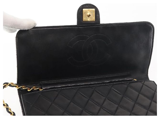 Borsa a Spalla CHANEL in Pelle di Agnello Nera Oro CC Auth 143810 Nero D'oro - vista 15