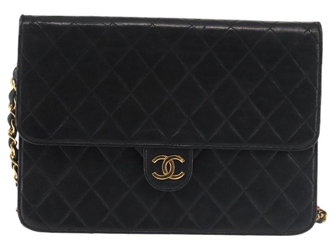 Borsa a Spalla CHANEL in Pelle di Agnello Nera Oro CC Auth 143810 Nero D'oro - vista 2