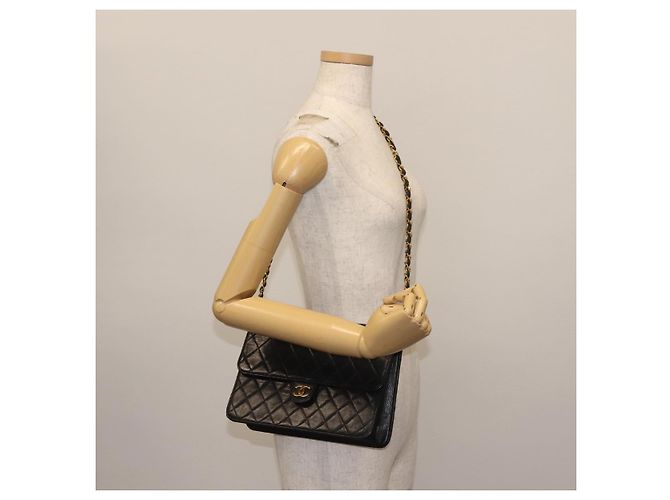 Borsa a Spalla CHANEL in Pelle di Agnello Nera Oro CC Auth 143810 Nero D'oro - vista 25