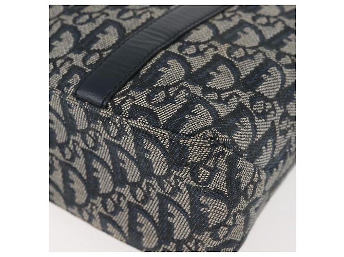 Borsa Clutch in Tela Trotter Christian Dior Blu Oro Auth 145259 - vista 11
