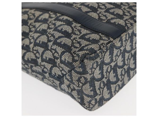 Borsa Clutch in Tela Trotter Christian Dior Blu Oro Auth 145259 - vista 12