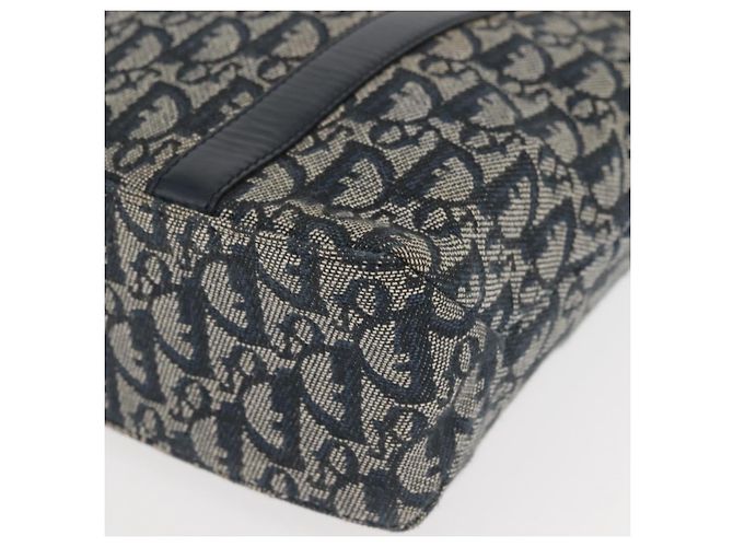 Borsa Clutch in Tela Trotter Christian Dior Blu Oro Auth 145259 - vista 13