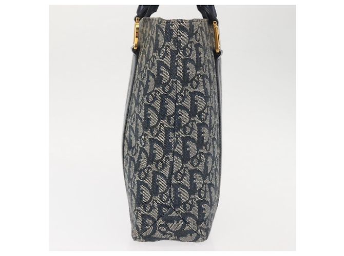 Borsa Clutch in Tela Trotter Christian Dior Blu Oro Auth 145259 - vista 5