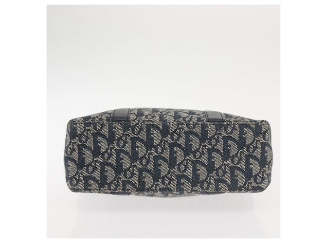 Borsa Clutch in Tela Trotter Christian Dior Blu Oro Auth 145259 - vista 9