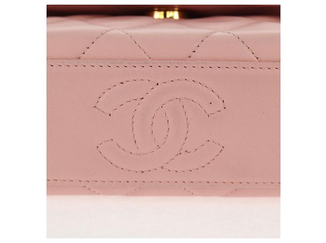 CHANEL Borsa a Spalla Matelassé Camelia in Pelle Rosa Oro CC Auth 144882V D'oro - vista 11