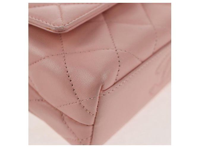 CHANEL Borsa a Spalla Matelassé Camelia in Pelle Rosa Oro CC Auth 144882V D'oro - vista 12