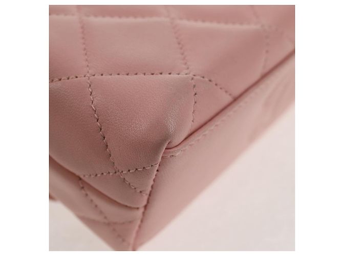 CHANEL Borsa a Spalla Matelassé Camelia in Pelle Rosa Oro CC Auth 144882V D'oro - vista 14