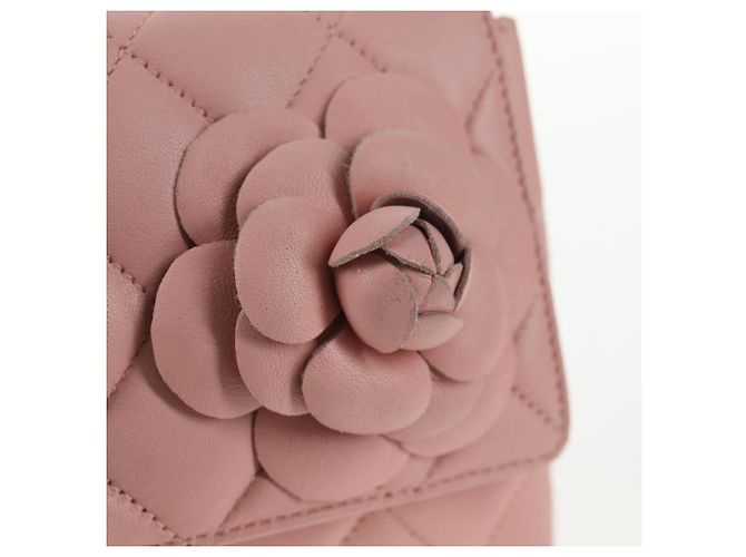 CHANEL Borsa a Spalla Matelassé Camelia in Pelle Rosa Oro CC Auth 144882V D'oro - vista 16