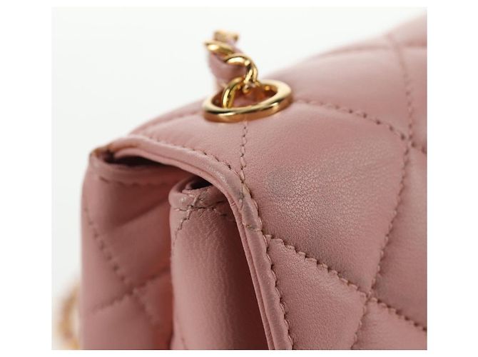 CHANEL Borsa a Spalla Matelassé Camelia in Pelle Rosa Oro CC Auth 144882V D'oro - vista 17