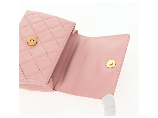 CHANEL Borsa a Spalla Matelassé Camelia in Pelle Rosa Oro CC Auth 144882V D'oro - vista 18