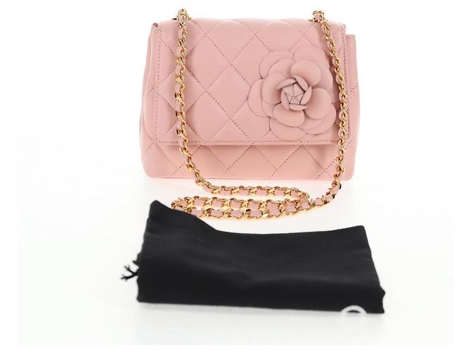 CHANEL Borsa a Spalla Matelassé Camelia in Pelle Rosa Oro CC Auth 144882V D'oro - vista 27