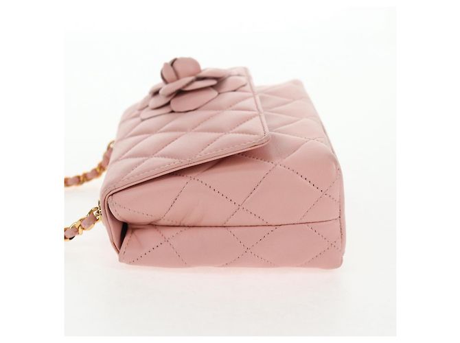 CHANEL Borsa a Spalla Matelassé Camelia in Pelle Rosa Oro CC Auth 144882V D'oro - vista 4