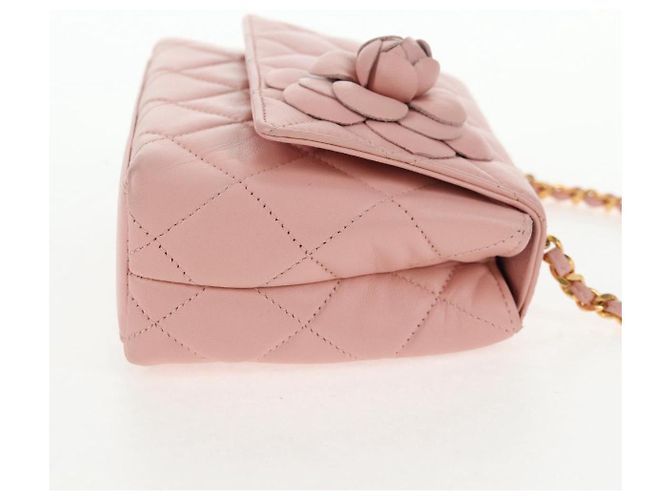 CHANEL Borsa a Spalla Matelassé Camelia in Pelle Rosa Oro CC Auth 144882V D'oro - vista 5