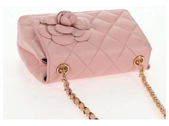 CHANEL Borsa a Spalla Matelassé Camelia in Pelle Rosa Oro CC Auth 144882V D'oro - vista 6