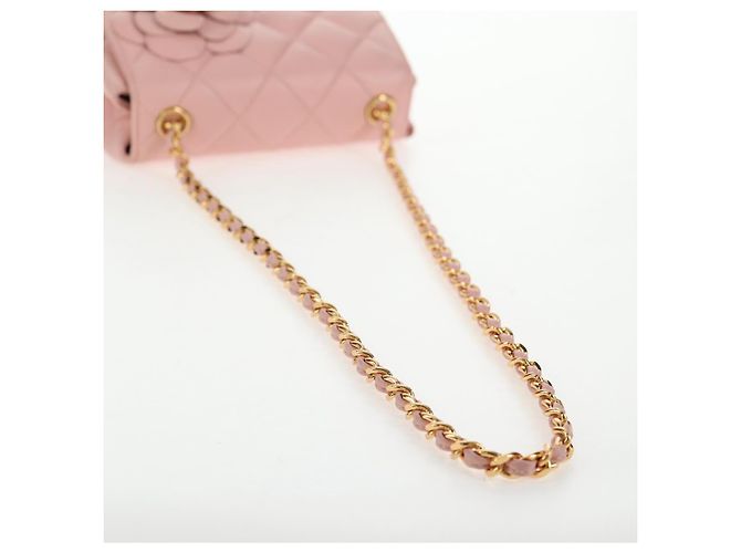 CHANEL Borsa a Spalla Matelassé Camelia in Pelle Rosa Oro CC Auth 144882V D'oro - vista 7