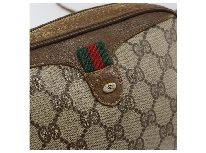 Borsa a Spalla Gucci GG Supreme Web Sherry Line PVC Beige 89 02 066 Auth 143576 D'oro - vista 14