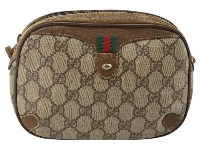 Borsa a Spalla Gucci GG Supreme Web Sherry Line PVC Beige 89 02 066 Auth 143576 D'oro - vista 2