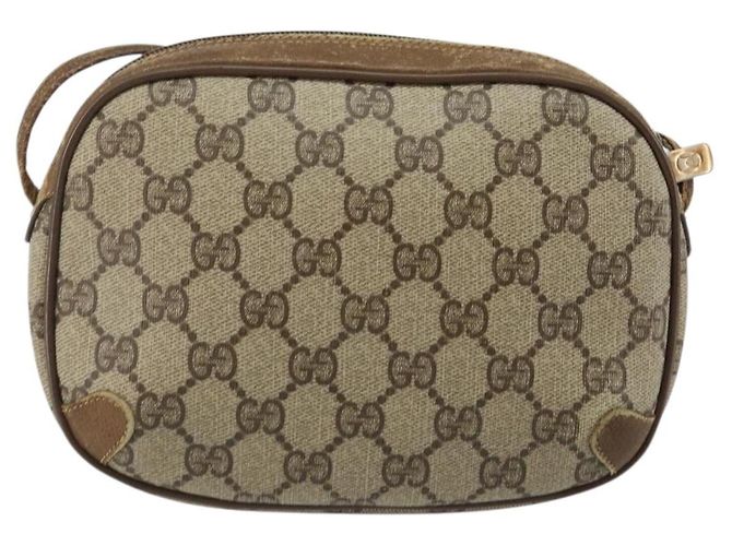 Borsa a Spalla Gucci GG Supreme Web Sherry Line PVC Beige 89 02 066 Auth 143576 D'oro - vista 3