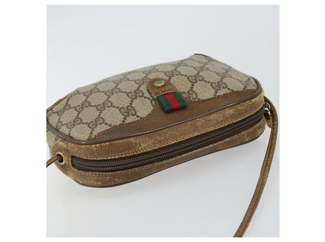 Borsa a Spalla Gucci GG Supreme Web Sherry Line PVC Beige 89 02 066 Auth 143576 D'oro - vista 6