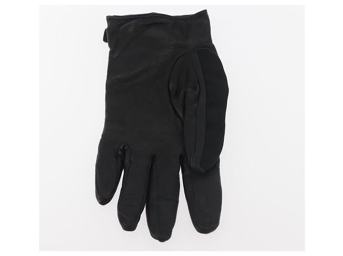 Guanti PRADA in pelle nera argento Auth ti3452 Nero - vista 12