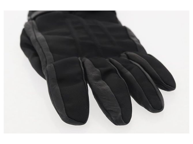 Guanti PRADA in pelle nera argento Auth ti3452 Nero - vista 13