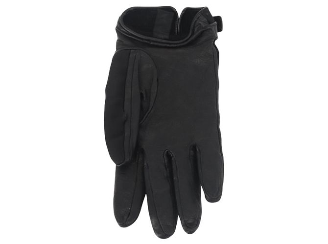 Guanti PRADA in pelle nera argento Auth ti3452 Nero - vista 3