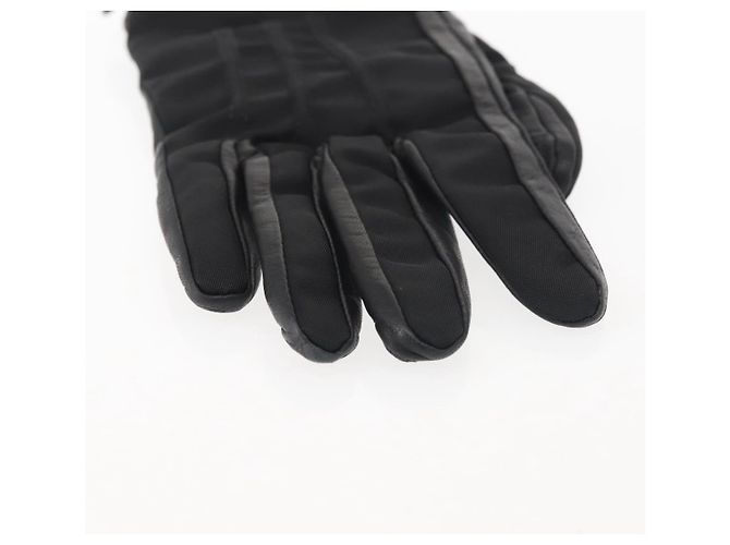 Guanti PRADA in pelle nera argento Auth ti3452 Nero - vista 4